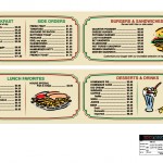 Backlit overhead menus in Lucy's Cafe for the television series, 'King & Maxwell (Season 1)'